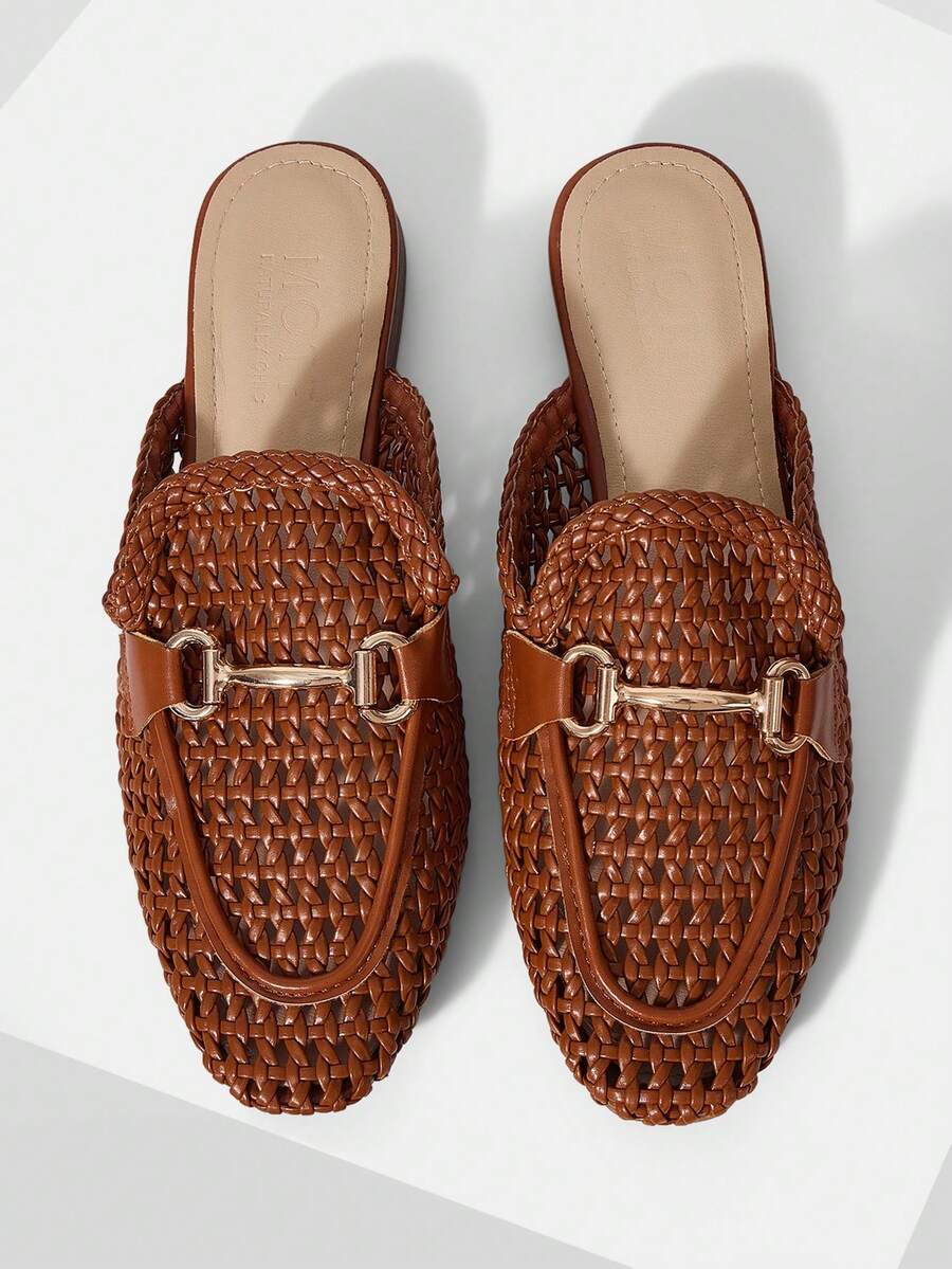 MOTF BUCKLE SIMPLE AND GENEROUS FASHION VERSATILE LEISURE WORKPLACE COMMUTE EMPTY WOMEN FLAT SHOES FALL SHOES - Brown, - View 1