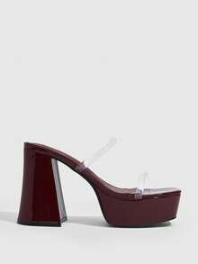 CUCCOO SZL Women's Strap Design Elegant Wedding Party Fashion High Heel Sandals - Burgundy - View 2