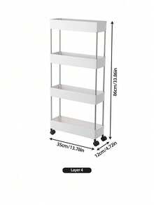 1PC Multifunctional White Narrow‑Gap Rolling Storage Cart, Hollow Drainage Multi‑Layer Ultra‑Thin Shelving Rack, Slender Mobile Cart, Narrow‑Gap Floor Storage Rack, Space‑Saving For Kitchen, Bathroom, Laundry Room - Multicolor - View 16