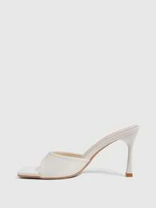 CUCCOO SZL Women Shoes Simple Commuter Elegant Versatile Daily Dating Workplace Out On The Street Summer Comfort Solid Color Square Toe Open-Toed Heel One-W - White - View 5