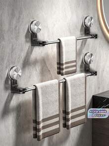 1 Pc,Silver,Adjustable 11.8-23.6 Inch,Stainless Steel Bathroom Towel Bar With Suction Cup, Adjustable Towel Rack For Shower Enclosure And Bathtub - Multicolor - View 1