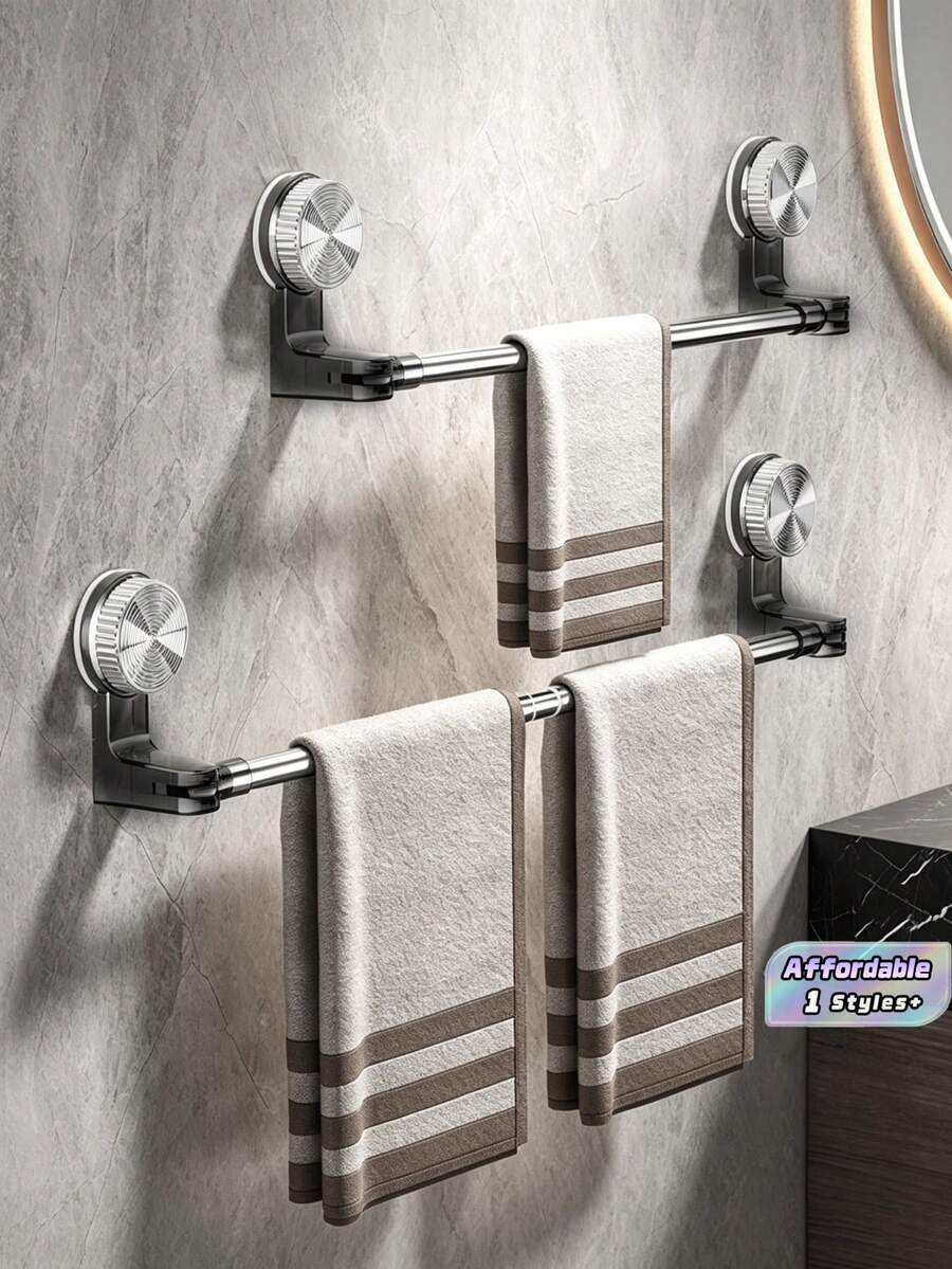 1 Pc,Silver,Adjustable 11.8-23.6 Inch,Stainless Steel Bathroom Towel Bar With Suction Cup, Adjustable Towel Rack For Shower Enclosure And Bathtub - Multicolor - View 1