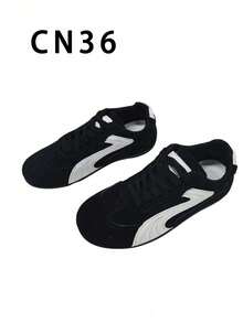 Plus Size Women'S Summer Casual Flat Soft Sole Patchwork Outdoor Sports Shoes, Lightweight Spring/Autumn Student Sneakers - Black 6212 - View 13