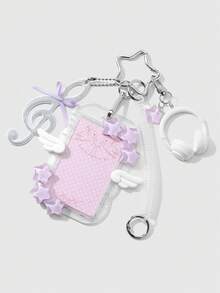 ROMWE Kawaii 1件精緻時尚百搭多色彈力繩，耳機、音符蝴蝶結、星星翅膀、壓克力卡套，DIY鑰匙圈包包吊飾 - 多色-32 - 查看 9