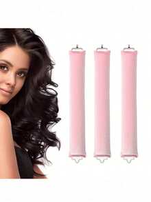 1/3PCS Heatless Curling Iron Set, Satin Material Rollers, Flexible Metal Accessories, High Elasticity, Sleep Foam Sponge Heatless Curling Iron, Large Wave Hair Ring Set, Lazy Curling Iron, Suitable For Sleep, Creating Relaxed And Natural Loose Curls - multicolor - View 15