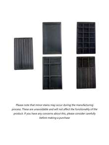 天鵝絨珠寶托盤、珠寶碟、多功能收納盒，大容量隔層珠寶收納盒，可堆疊珠寶架，適用於耳環、項鍊、手鍊、戒指、髮夾、髮圈等 - 黑色 - 查看 12