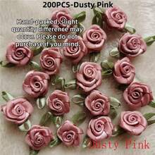 Mini Handmade Roses Flower Artificial Satin Ribbon Rosettes Fabric Appliques For Wedding Decoration Craft Sewing Accessories - Multicolor - View 29