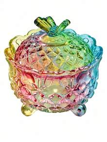 Cirelle Iridescent Rainbow Gradient Glass Jar With Knob Lid Sealed Storage Canister, Dust Proof Container For Candy Snacks Jewelry Trinkets, Multi Purpose Decor Organizer For Kitchen Bedroom Vanity, Ideal Holiday Gift - Multicolor - View 14
