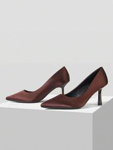 MOTF PREMIUM VINTAGE BASIC FASHION COMMUTER DINNER PARTY POINTED STILETTO HIGH HEEL SHOES - Rusty brown. - View 4