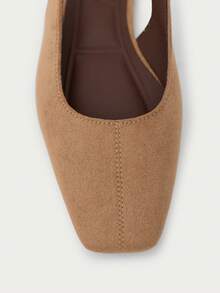 Nöista Beige Suede-Effect Slingback Flat With A Pointed Toe And Clean Lines, Offering An Elegant And Timeless Silhouette. Fall Shoes - Khaki - View 5