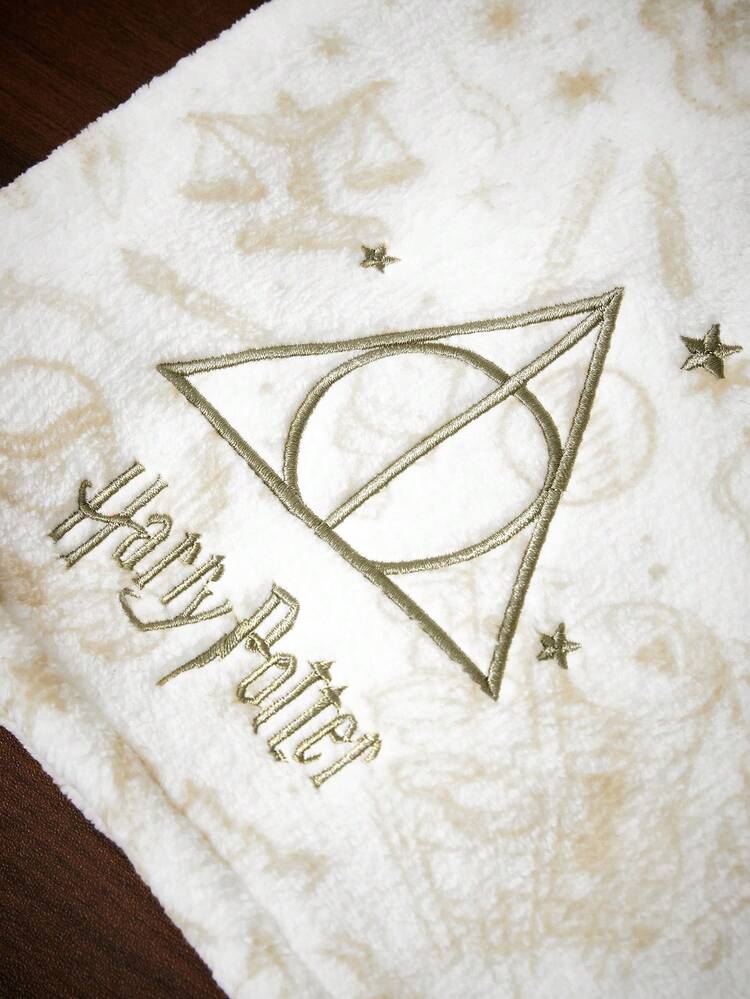 HARRY POTTER X SHEIN Gold Embroidered Dry Hair Cap, Gifts, Home Bathroom Decor Summer Dry Hair Towels, Back To School - White - View 6