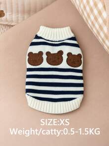 PETSIN Cat/Dog Pet Winter Striped Sweater Warm And Cute Knitted Sweater Knitted Sweater Super Cute Bear Pattern - Multicolor - View 16
