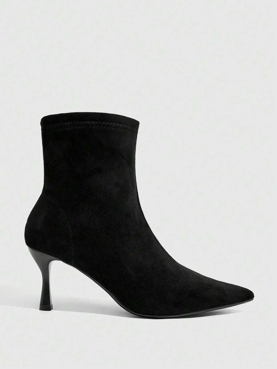 CUCCOO SZL Woman Shoes Korean Commuter Style Women Autumn And Winter Daily Commuter Dating Tube Mouth Sawtooth Stitching Solid Color Pointed Tall Tube Slender He - Black - View 1