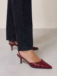 Nöista Sepatu flat bertali belakang anyaman warna burgundy dengan ujung runcing dan tali elastis minimalis untuk keanggunan sehari-hari yang berkelas. - Burgundy - View 4