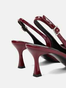 CUCCOO HITCHD Zapatos de tacón alto con pedrería de color burdeos y ramas puntiagudas, adecuados para bodas/eventos formales, uso diario, citas/fiestas y otras ocasiones - Burdeos - Ver 5