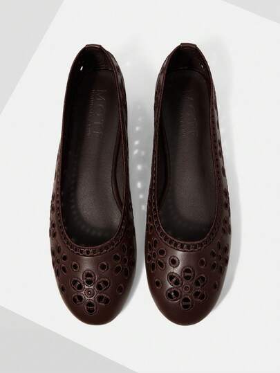 MOTF VINTAGE HOLLOW EMBROIDERY BREATHABLE SOFT SOLE DAILY CASUAL OFFICE WOMEN FLATS