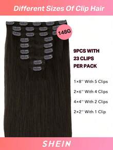 100% Real Human Hair Extensions 9PCS Invisible Straight Clip In Hair Extensions 14-24 Inch 148G Dark Brown Color Double Weft Clip Hair Extensions Remy Natural Human Hair - S2 - View 6