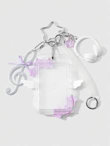 ROMWE Kawaii 1件精緻時尚百搭多色彈力繩，耳機、音符蝴蝶結、星星翅膀、壓克力卡套，DIY鑰匙圈包包吊飾 - 多色-32 - 查看 5