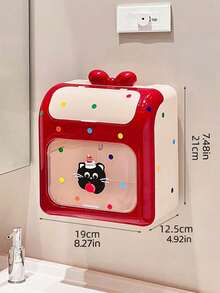 1PC Cream Style No Drill Wall Mounted Waterproof Tissue Box Holder Storage Organizer Rack For Bathroom Toilet Paper Towel Dispenser Space Saving Home Decoration - Multicolor - View 2