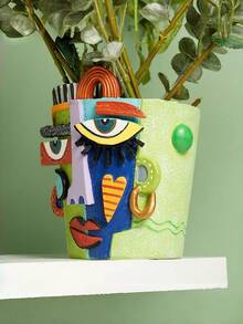 Brutalist Abstract Beauty Face Planter, Large Caliber Head Plant Pot, Creative Resin Flower Pot For Courtyard, Outdoor, Balcony, Greenery & Succulent, Unique Home Garden Decor - A - View 3