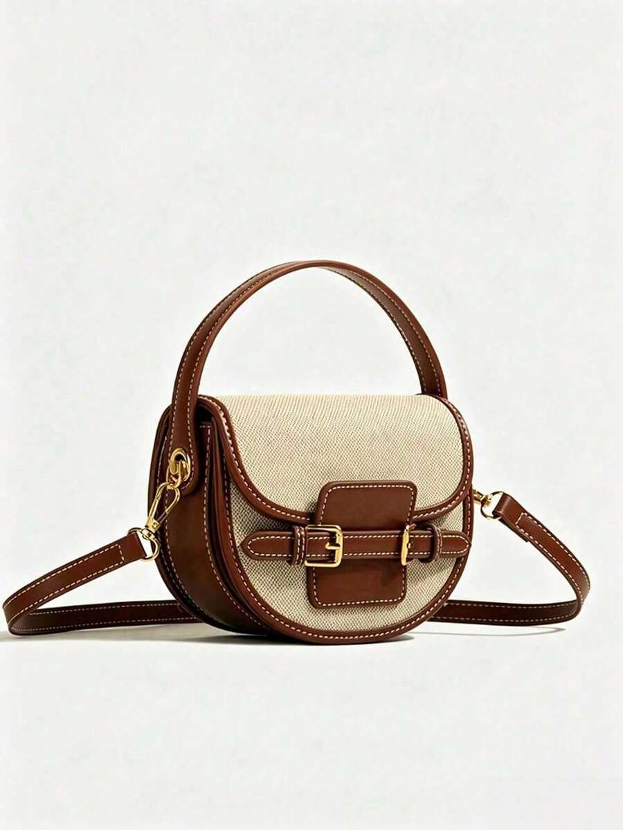SIENNITY High-Quality Saddle Bag, Vintage Stitching Handbag, 2025 New Casual Versatile Crossbody Bag - Brown - View 1