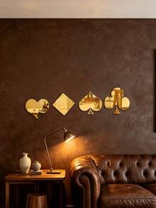 1pc Popular Poker Card Mirror Wall Sticker, Living Room Bedroom Decoration, Sofa, TV Background Wall Decoration, Three-Dimensional Wall Sticker - one-size - View 15