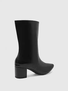 Daringsoles Soft Leather Square Toe Thick Heel Ankle Boots, Versatile And Thin Boots In Autumn And Winter, Black Medium Boots With Commuting Elegant Fall Shoes - Black 1 - View 6
