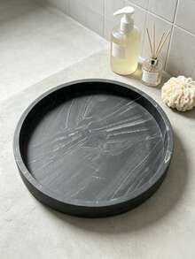 Dresser Tray, Silicone Round Tray, Decorative Storage Organizer Rack, Suitable For Bathrooms, Toilet Tanks, Bedrooms And Kitchen Countertops. It Can Store Jewelry, Candles, Lotion Bottles, Cosmetics And More, Marble‑White - Round marble - View 14