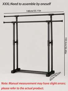 1pc Freestanding Clothes Drying Rack, Simple Balcony Laundry Hanger, Bedroom Storage Clothes Hanging Rod, Indoor Garment Rack - Black - View 14