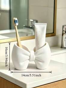 Bow Shaped Cosmetic Storage Box, Toothbrush Holder, Suitable For Makeup Brushes, Eyebrow Pencils, Eyelash Brushes And Hair Accessories, Household Use - Multicolor - View 8