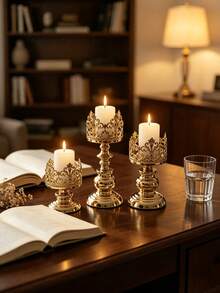Vintage European Crown Candle Holder, Electroplated Iron Candlestick, Aromatherapy Candle Tray Decor Ornament, Tabletop Candle Container For Home Decor - Multicolor 4 - View 12