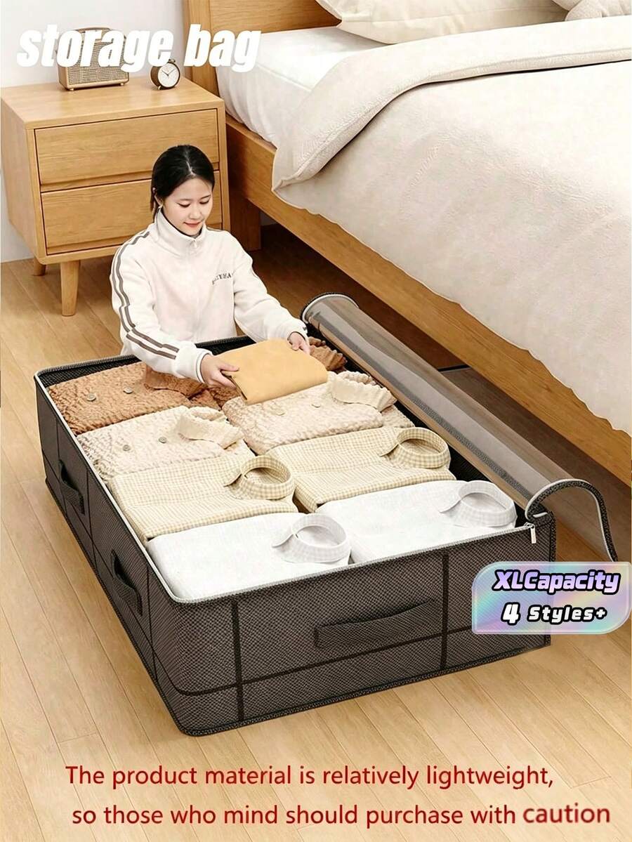SHEIN 1PC Bedroom Storage Gods, Large-Capacity Bedding Organizer, Multi-Functional Storage Bag Under The Bed, Clothing Storage Bag, Make Your Space Well Organized, Fabric Folding Storage Box, Space Magician, Convenient Access