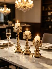 Vintage European Crown Candle Holder, Electroplated Iron Candlestick, Aromatherapy Candle Tray Decor Ornament, Tabletop Candle Container For Home Decor - Multicolor 4 - View 13