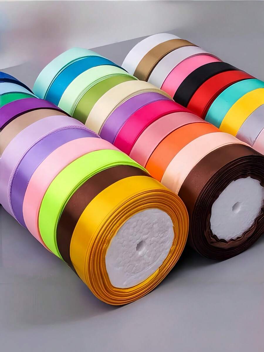 25 Yards 2cm Width Ribbon Satin Rose Flower RibbonFor Wedding Gift Wrapping Decoration DIY Crafts,