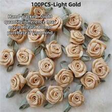 Mini Handmade Roses Flower Artificial Satin Ribbon Rosettes Fabric Appliques For Wedding Decoration Craft Sewing Accessories - Multicolor - View 27