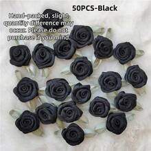 Mini Handmade Roses Flower Artificial Satin Ribbon Rosettes Fabric Appliques For Wedding Decoration Craft Sewing Accessories - Multicolor - View 41