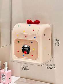 1PC Cream Style No Drill Wall Mounted Waterproof Tissue Box Holder Storage Organizer Rack For Bathroom Toilet Paper Towel Dispenser Space Saving Home Decoration - Multicolor - View 9