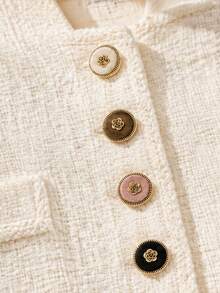 1 Pack 10 Pcs Flocked Rose Shaped Metal Buttons Round Flower Decorative Fasteners For Sweaters Windbreakers Suits Coats Outerwear Hand‑Sewn Clothing Sewing Accessories - 10pcs - View 2