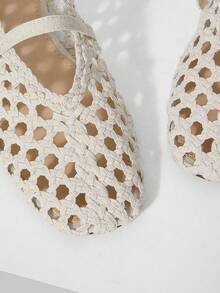 MOTF PREMIUM LADIES HANDMADE WHITE WOVEN FLATS FALL SHOES - White 1 - View 5