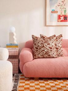 SHEIN One Piece (No Filler) Paisley Pattern Pillow Cover, Caramel Color Fashionable Retro Luxury Jacquard Chenille Cushion Cover, Suitable For Daily Home, Sofa, Bed Bedroom, Decorative Pillowcase, Universal In Spring, Summer, Autumn And Winter - Rust - View 8
