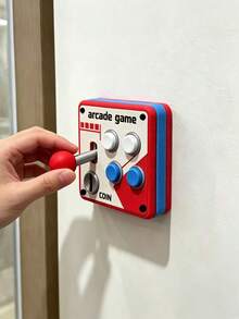 1 pieza Panel de interruptor de joystick de arcade retro impreso en 3D, botón estéreo, interruptor auxiliar, pegatina de control para decoración de placa de pared 86 - panel de interruptores - Ver 2