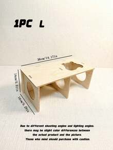 Beige Wooden Tunnel Hamster Cage, Solid Wood Platform Hamster Toy, Pet Habitat Decor Supplies For Small Pets - one-size - View 9