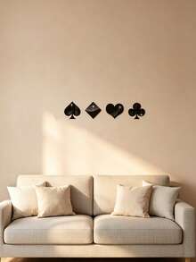 1pc Black Popular Poker Card Mirror Wall Sticker, Living Room, Bedroom Decoration, Sofa, TV Background Wall Decoration, Three-Dimensional Wall Sticker - one-size - View 11