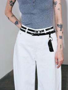 Noxbound Double Layer Women's Belt Suitable For Matching With Pants - Black - View 7