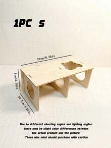 Beige Wooden Tunnel Hamster Cage, Solid Wood Platform Hamster Toy, Pet Habitat Decor Supplies For Small Pets - one-size - View 8