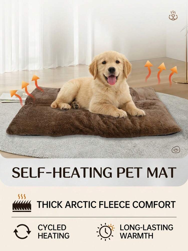 PETSIN 1 個大狗用毛絨狗床，舒適寵物墊，柔軟防滑底狗墊，耐用且可機洗，適用於大、中、小型犬貓，四季皆可用 - 棕色 - 查看 3