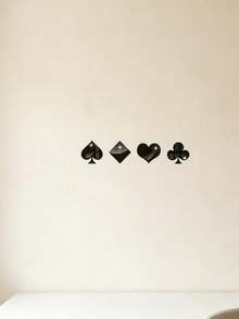 1pc Black Popular Poker Card Mirror Wall Sticker, Living Room, Bedroom Decoration, Sofa, TV Background Wall Decoration, Three-Dimensional Wall Sticker - one-size - View 13