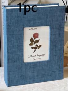 SHEIN Linen Cover Flowers Photo Album With Display Window: Modern Simplicity, Holds 200 Photos, Photo Frame Perfect For Family Memories And Gifts Easter Home Decor Wedding Decor - Multicolor - View 16