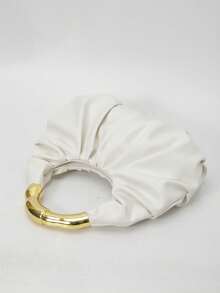 SIENNITY Cloud-Shaped Handbag, Pleated Underarm Bag For Women, PU Material - White - View 3
