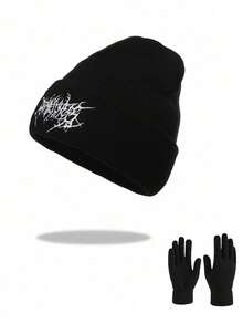 Dealstrict 1 Or 2 Pcs Casual Gothic Embroidered Knit Beanie For Men, Street Style Ski Cap For Women, Warm Multi-Purpose Cold Weather Hat, Loose Fit - Multicolor - View 14